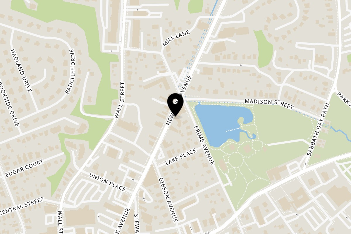 Map showing the location of Stella Blue Bistro on 188 New York Ave in Huntington